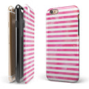 the Grungy Pink Watercolor with Horizontal Lines iPhone 6/6s or 6/6s Plus 2-Piece Hybrid INK-Fuzed Case