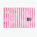the Grungy Pink Watercolor with Horizontal Lines - Premium Protective Decal Skin-Kit for the Apple Credit Card