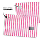 the Grungy Pink Watercolor with Horizontal Lines - Premium Protective Decal Skin-Kit for the Apple Credit Card