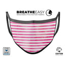 the Grungy Pink Watercolor with Horizontal Lines - Made in USA Mouth Cover Unisex Anti-Dust Cotton Blend Reusable & Washable Face Mask with Adjustable Sizing for Adult or Child