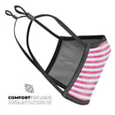the Grungy Pink Watercolor with Horizontal Lines - Made in USA Mouth Cover Unisex Anti-Dust Cotton Blend Reusable & Washable Face Mask with Adjustable Sizing for Adult or Child