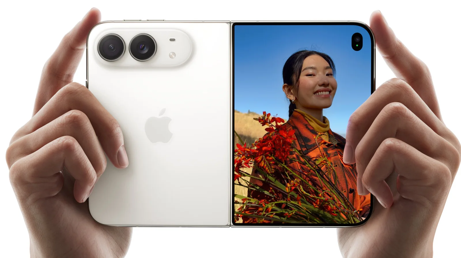 iPhone Duo held in two hands, back glass bare