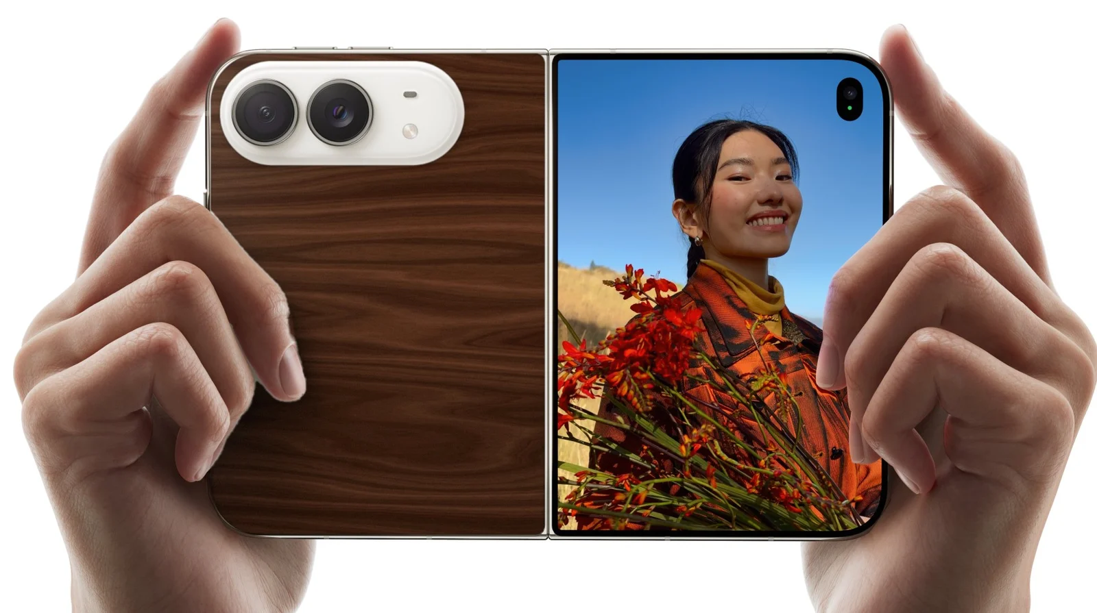 iPhone Duo with Dark Brown Wood Grain skin