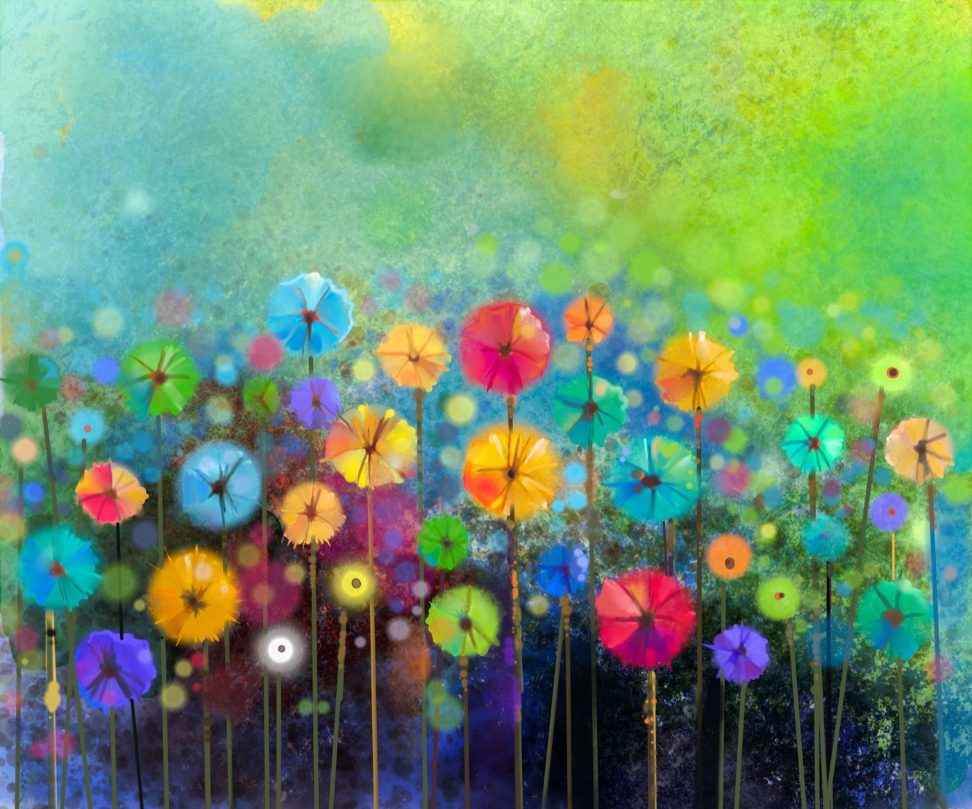 Abstract Flower Meadow — rainbow iPhone skin