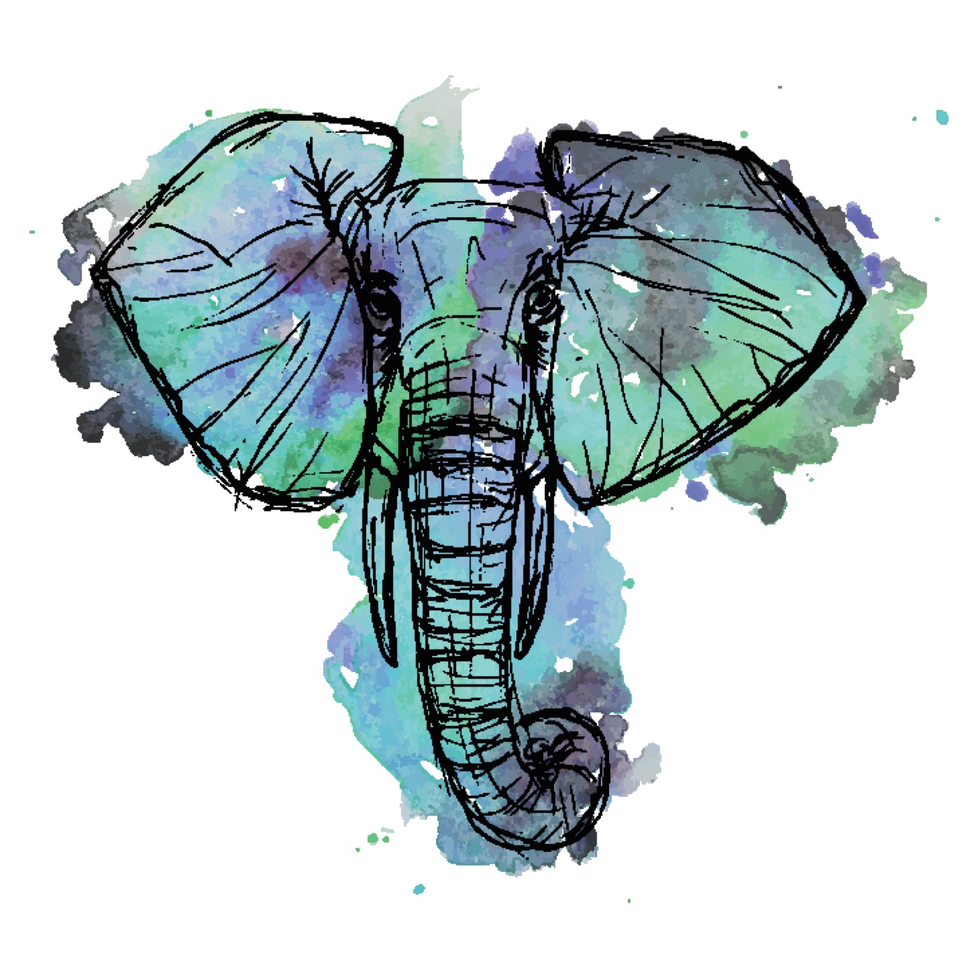 Watercolor Elephant Sketch — purple MagicBand skin