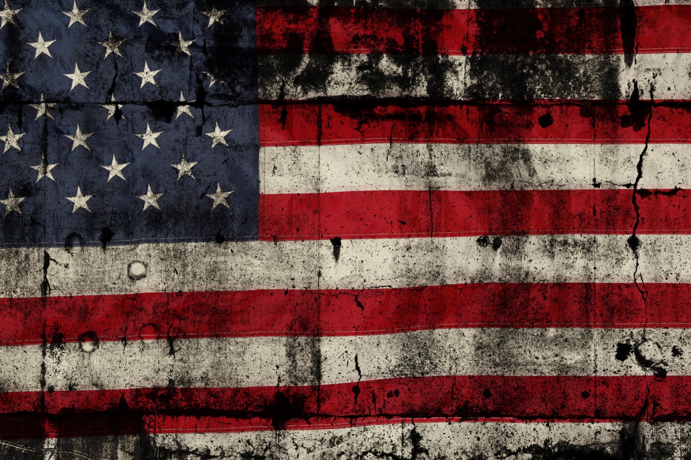 Distressed American Flag — navy blue MacBook skin