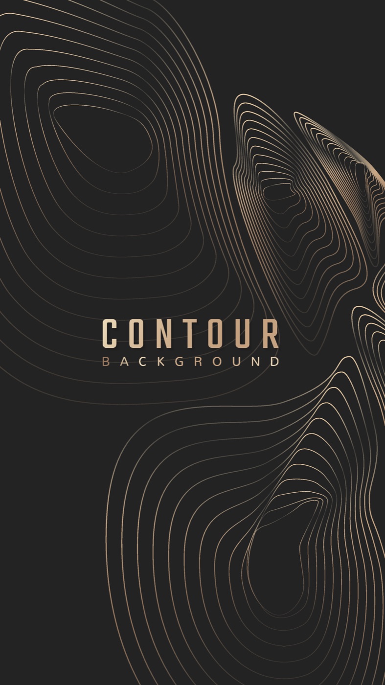 Golden Contour Lines — black iPhone skin