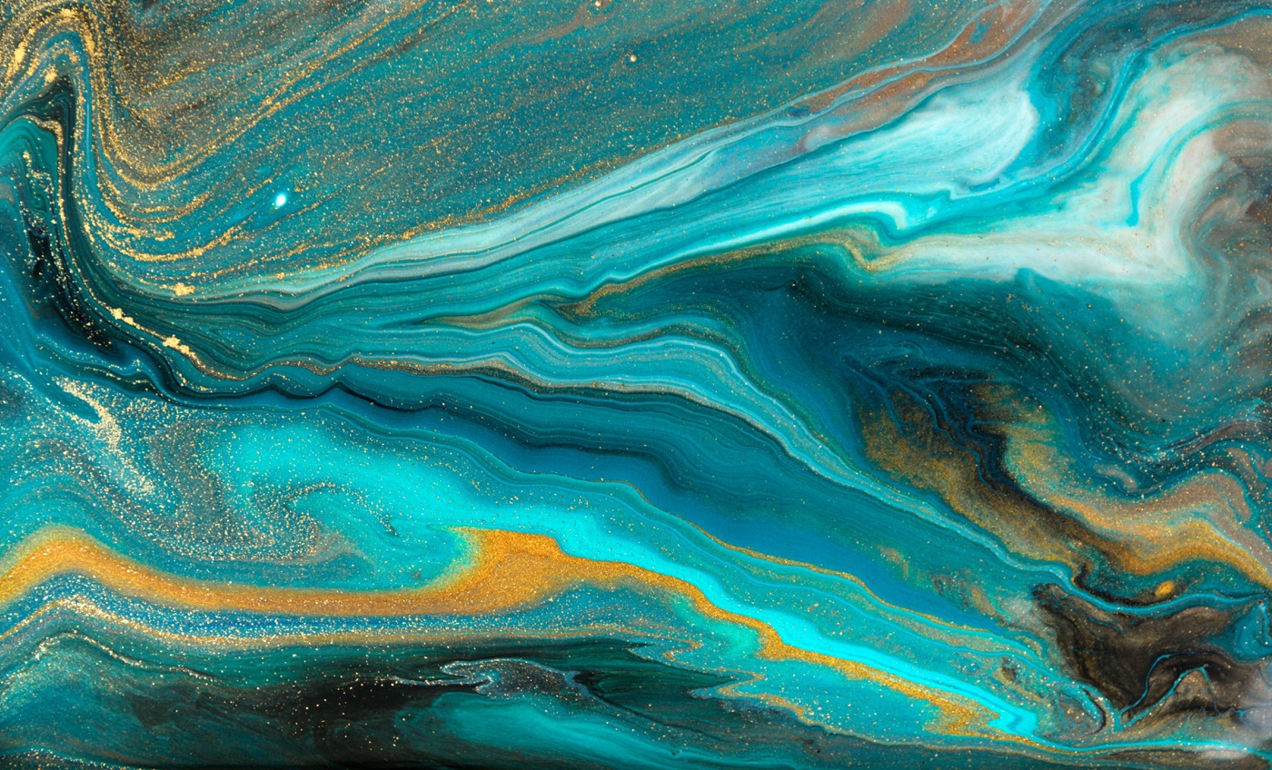 Teal Gold Marble — abstract paint MacBook skin