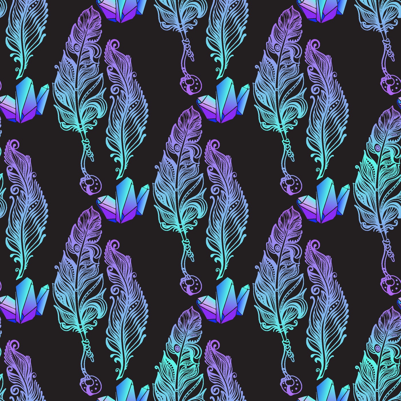 Crystal Feather Dream — psychedelic Kindle skin