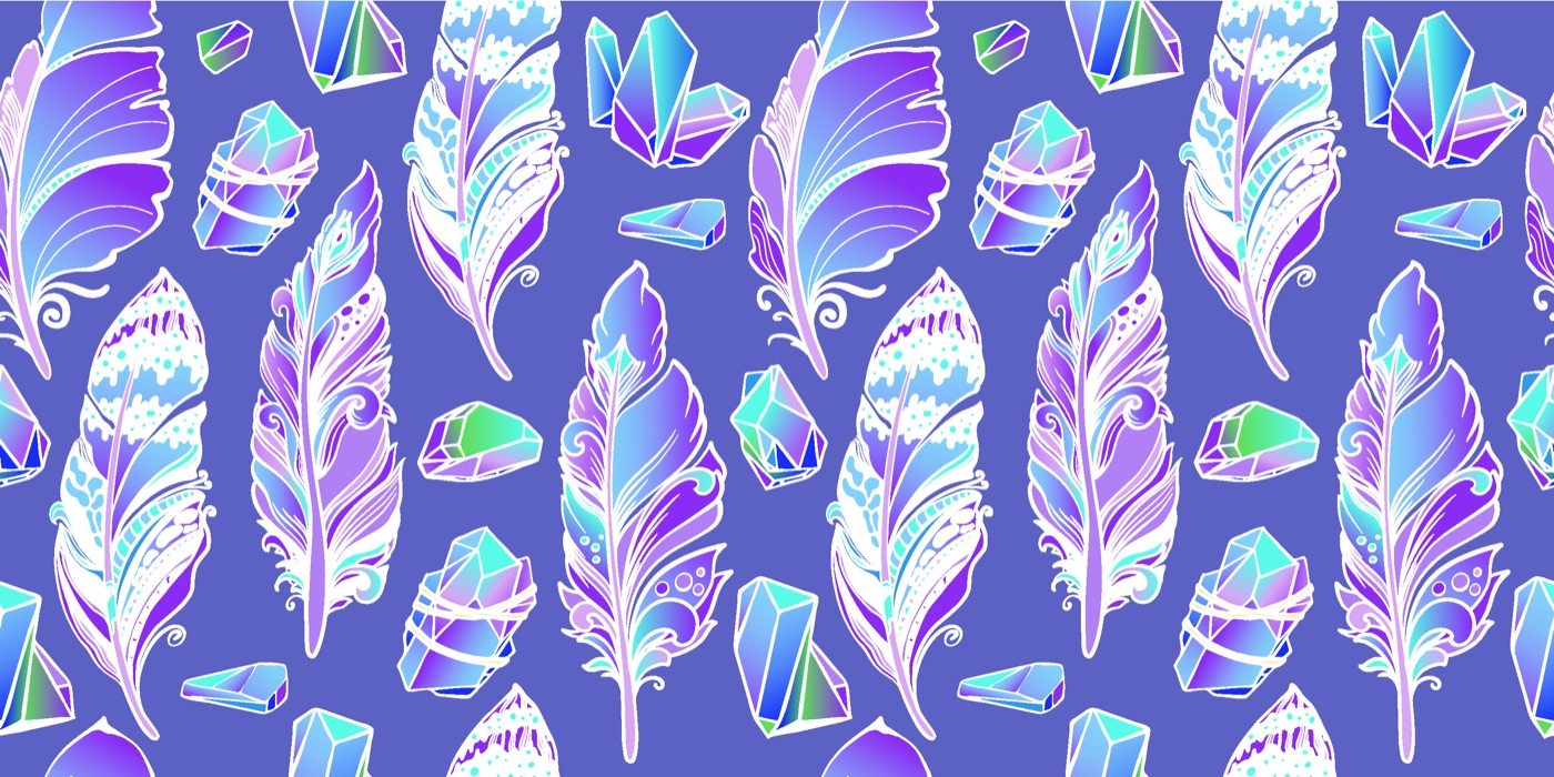 Feathers And Crystals — psychedelic Kindle skin