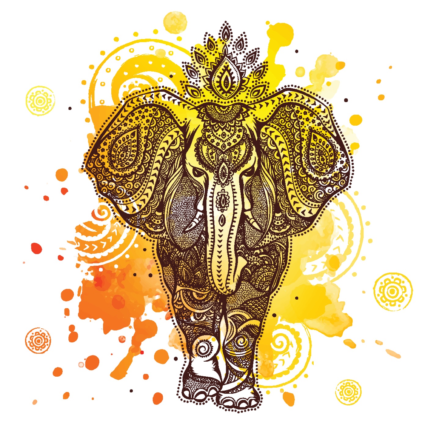 Boho Elephant Watercolor — yellow Kindle skin