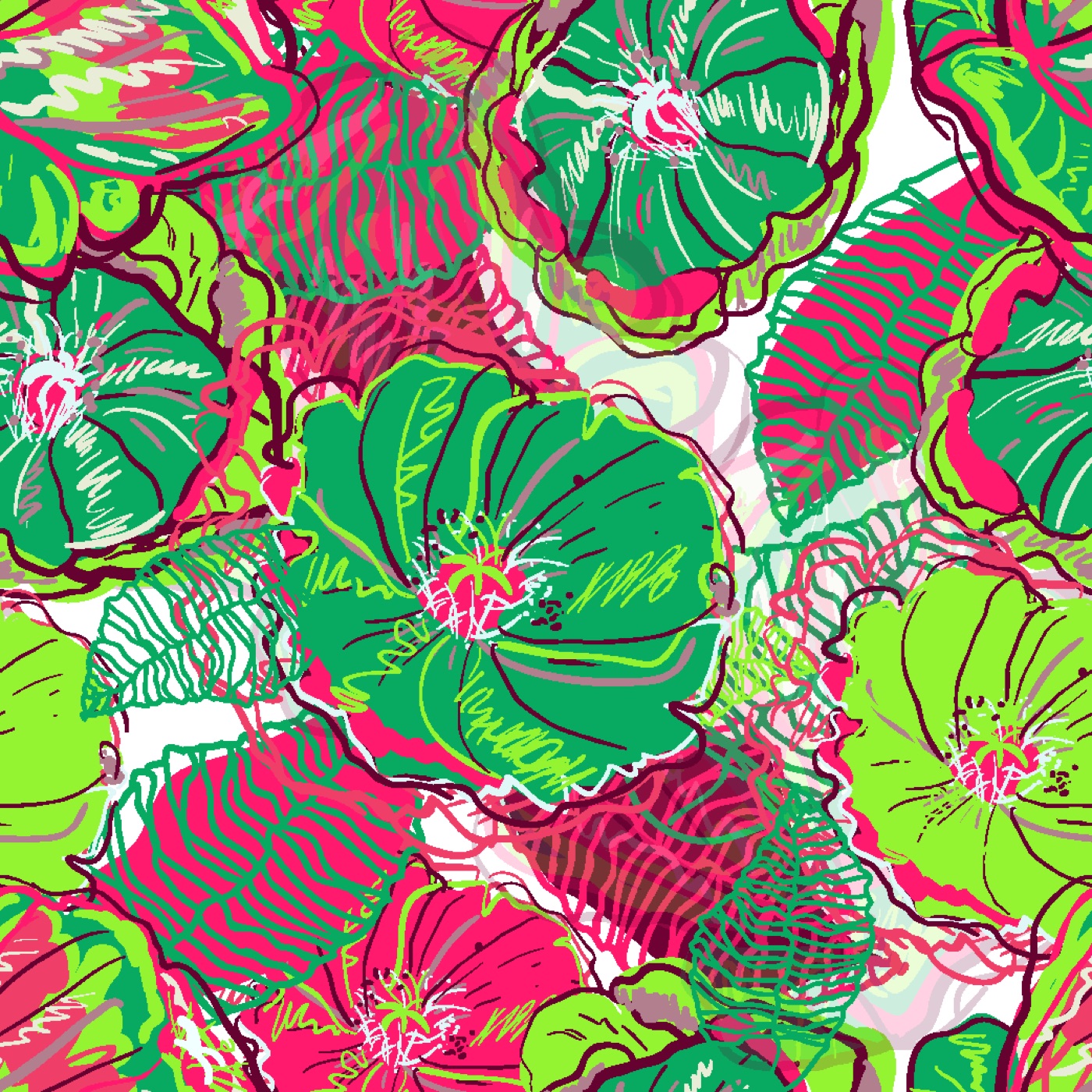 Pink Green Floral — psychedelic Laptop skin