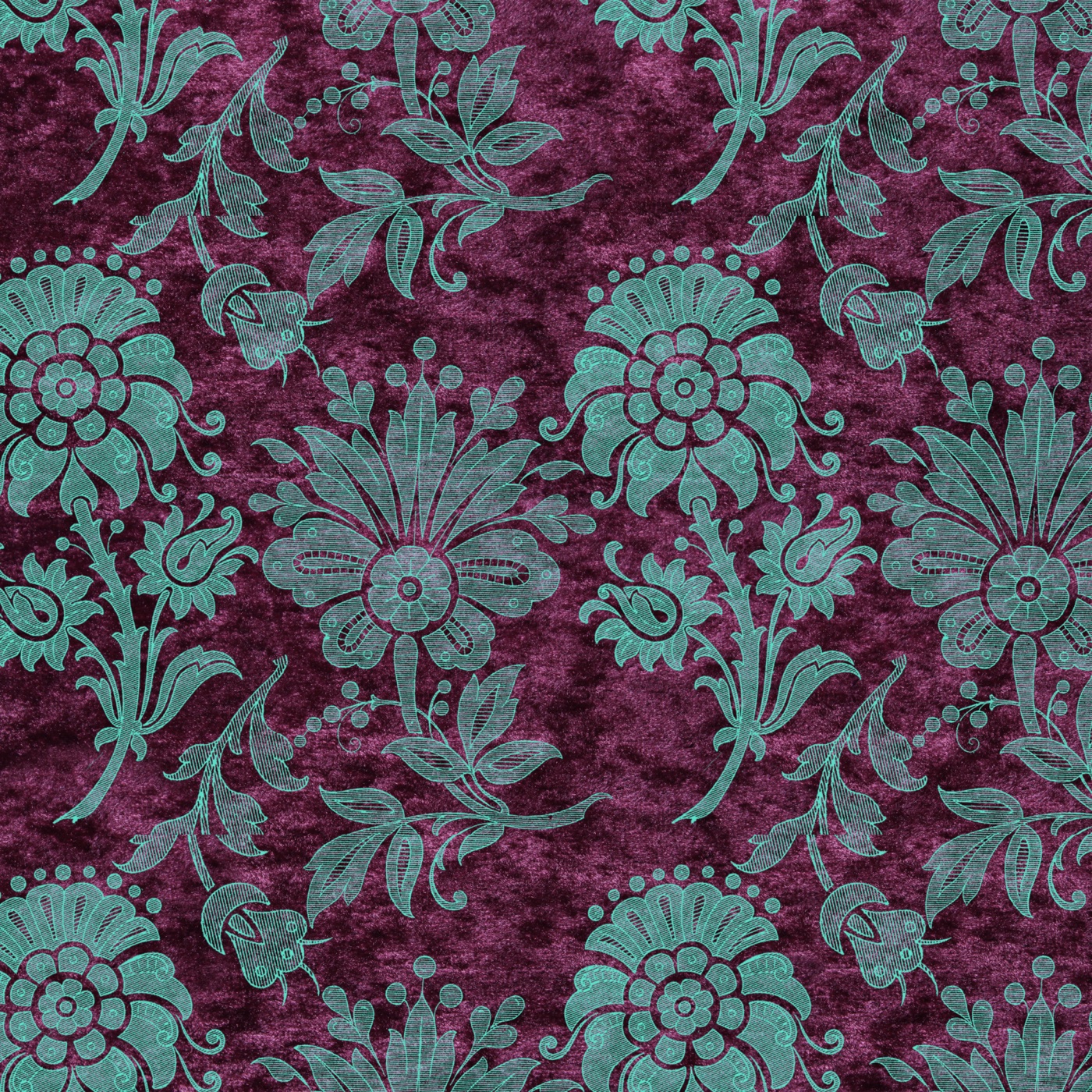 Velvet Floral Damask — turquoise Kindle skin