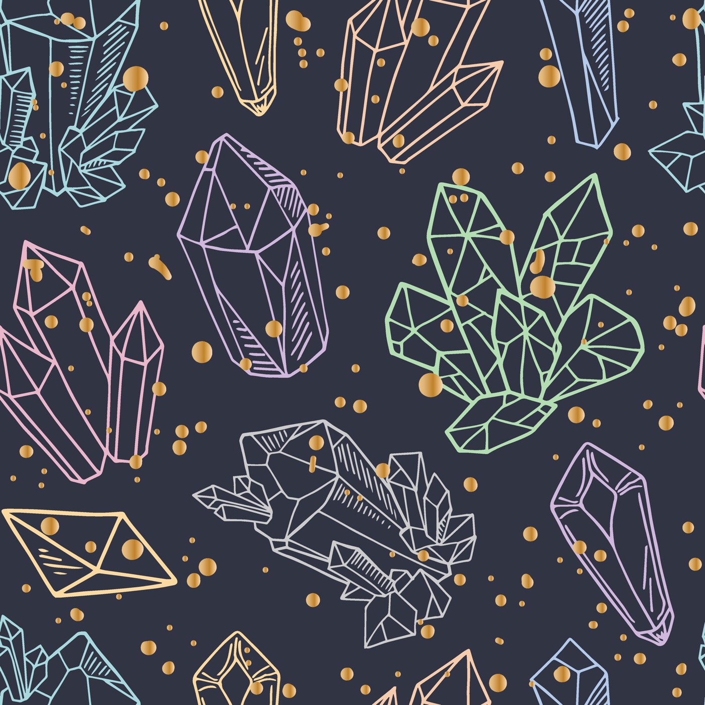 Pastel Crystal Outlines — lavender Kindle skin