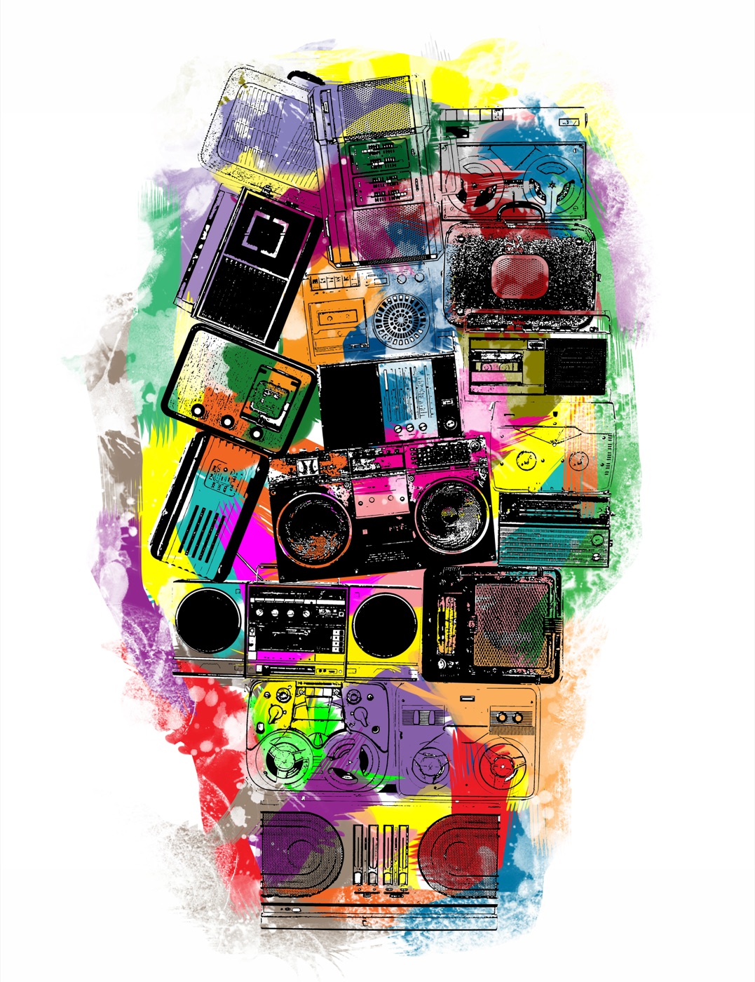 Retro Audio Splash — psychedelic Kindle skin