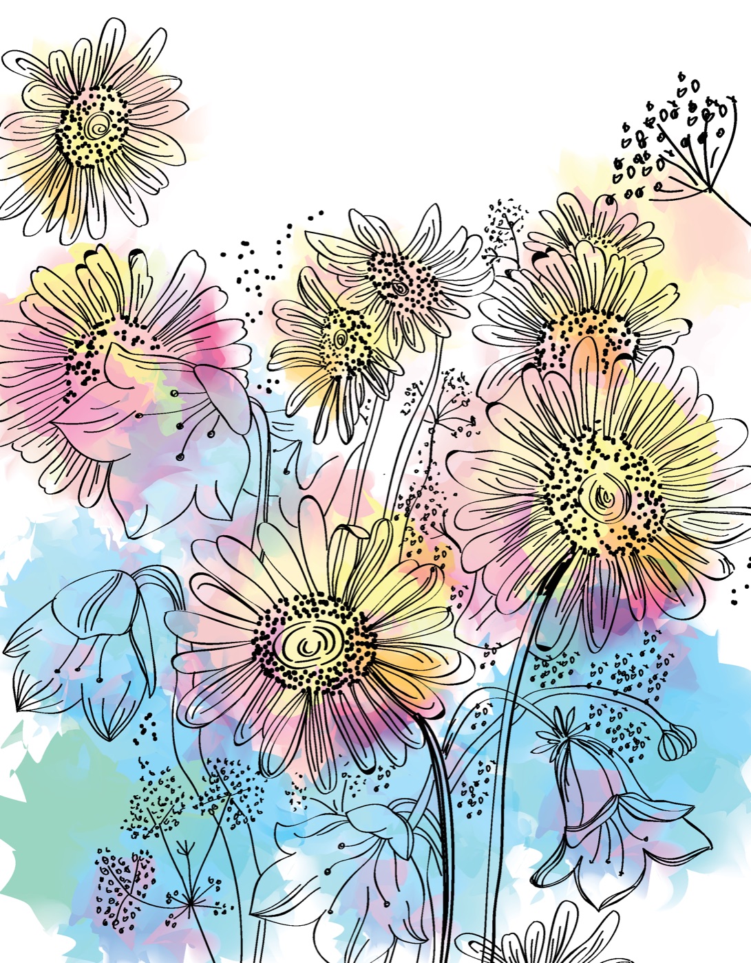 Colorful Watercolor Floral — floral MacBook skin