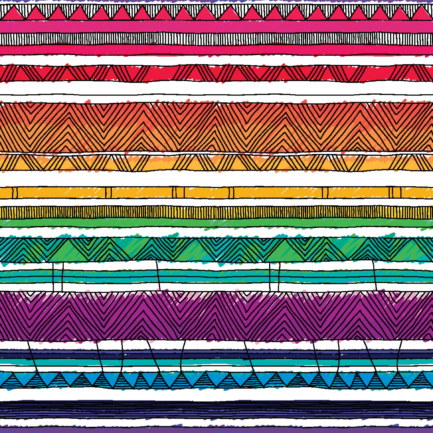 Crayon Doodle Stripes — boho iPad skin