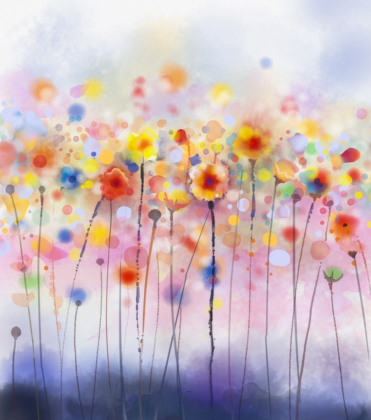 Watercolor Flower Field — watercolor iPad skin