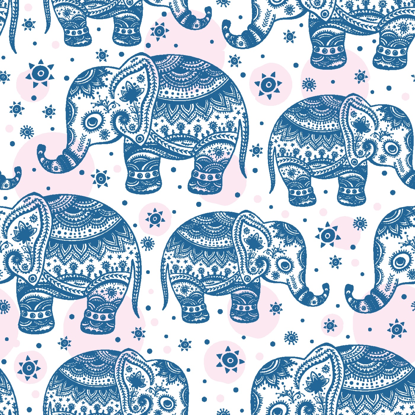 Boho Elephant Parade — navy blue MacBook skin