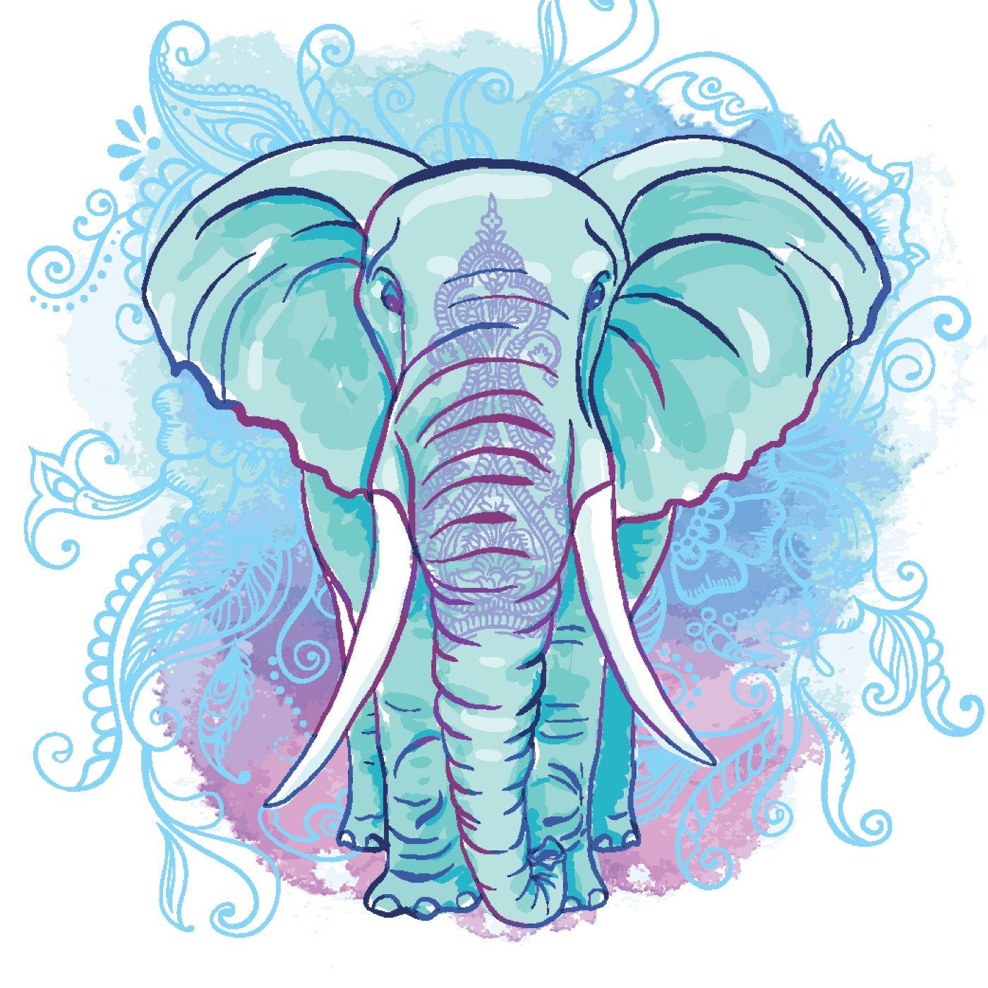 Sacred Elephant Flourish — lavender Laptop skin