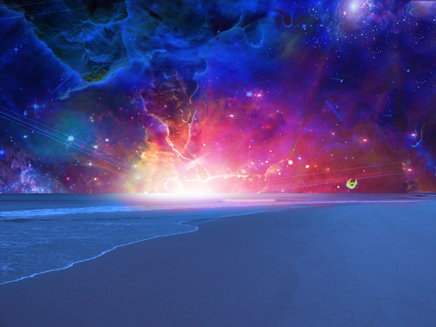 Cosmic Ocean Shore — galaxy Laptop skin