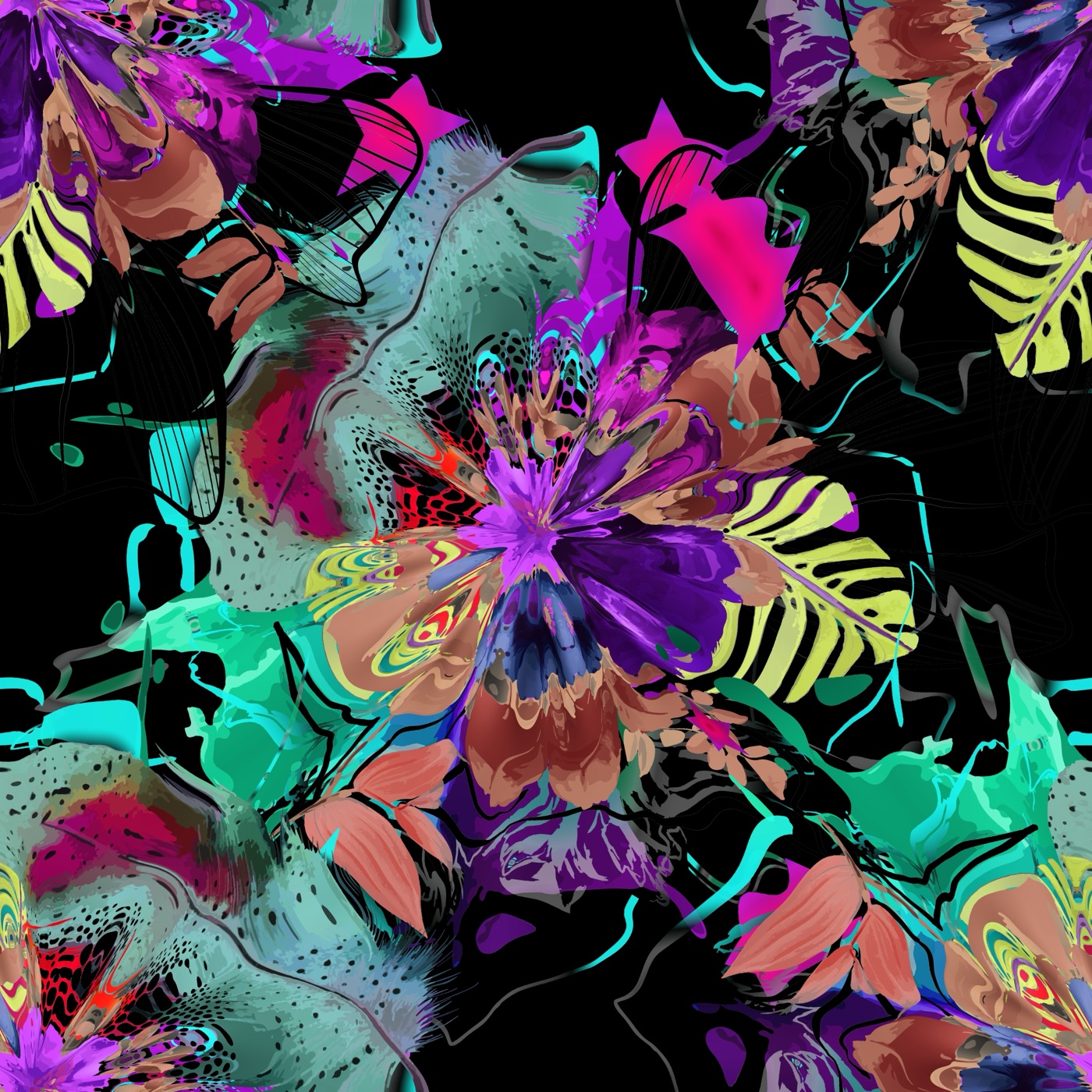 Abstract Floral Dream — teal Laptop skin