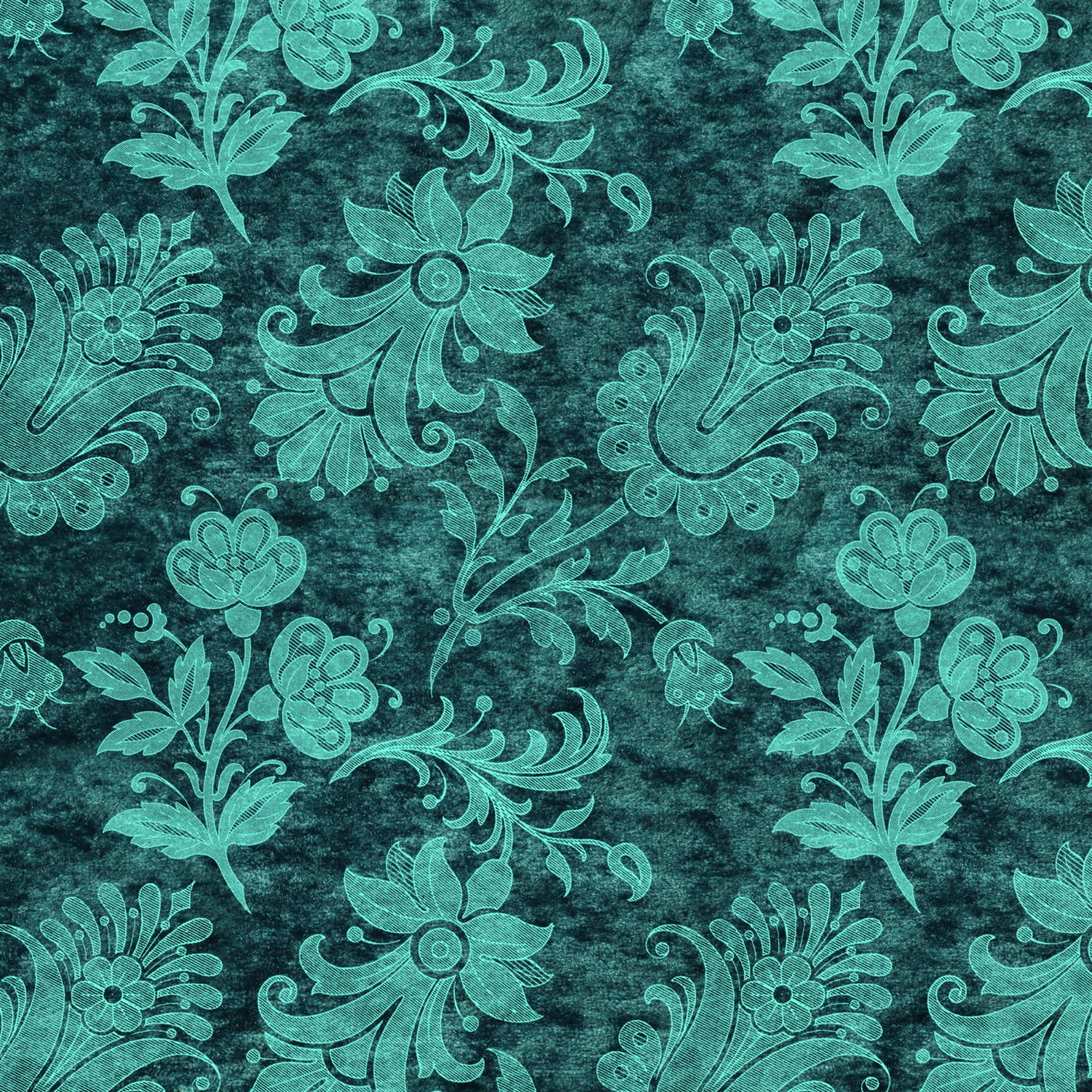 Teal Floral Velvet — teal Laptop skin