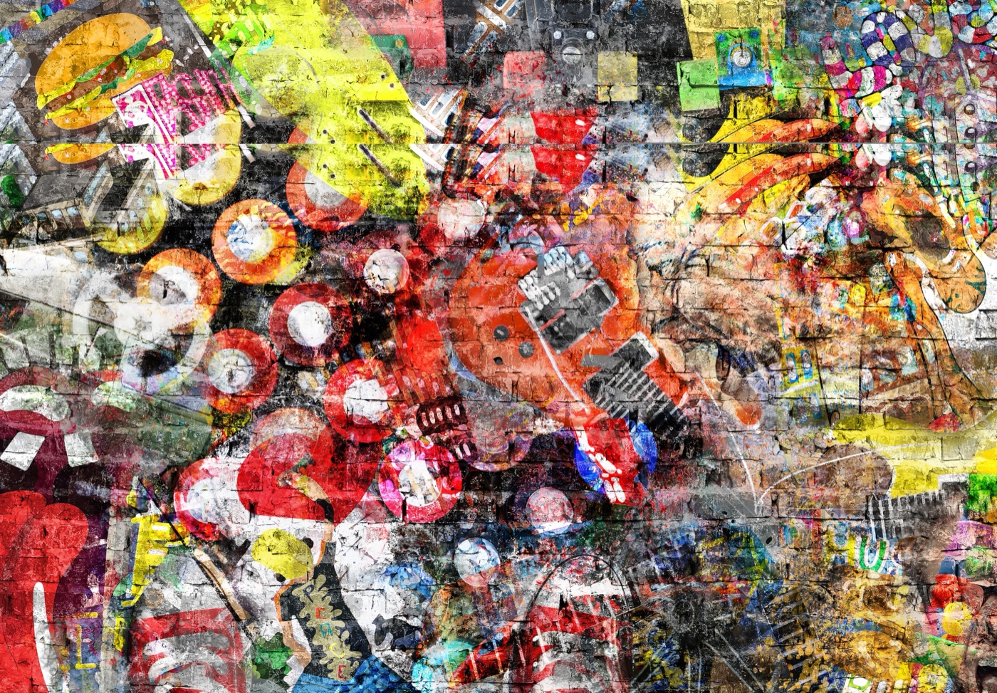 Grunge Brick Collage — yellow Kindle skin