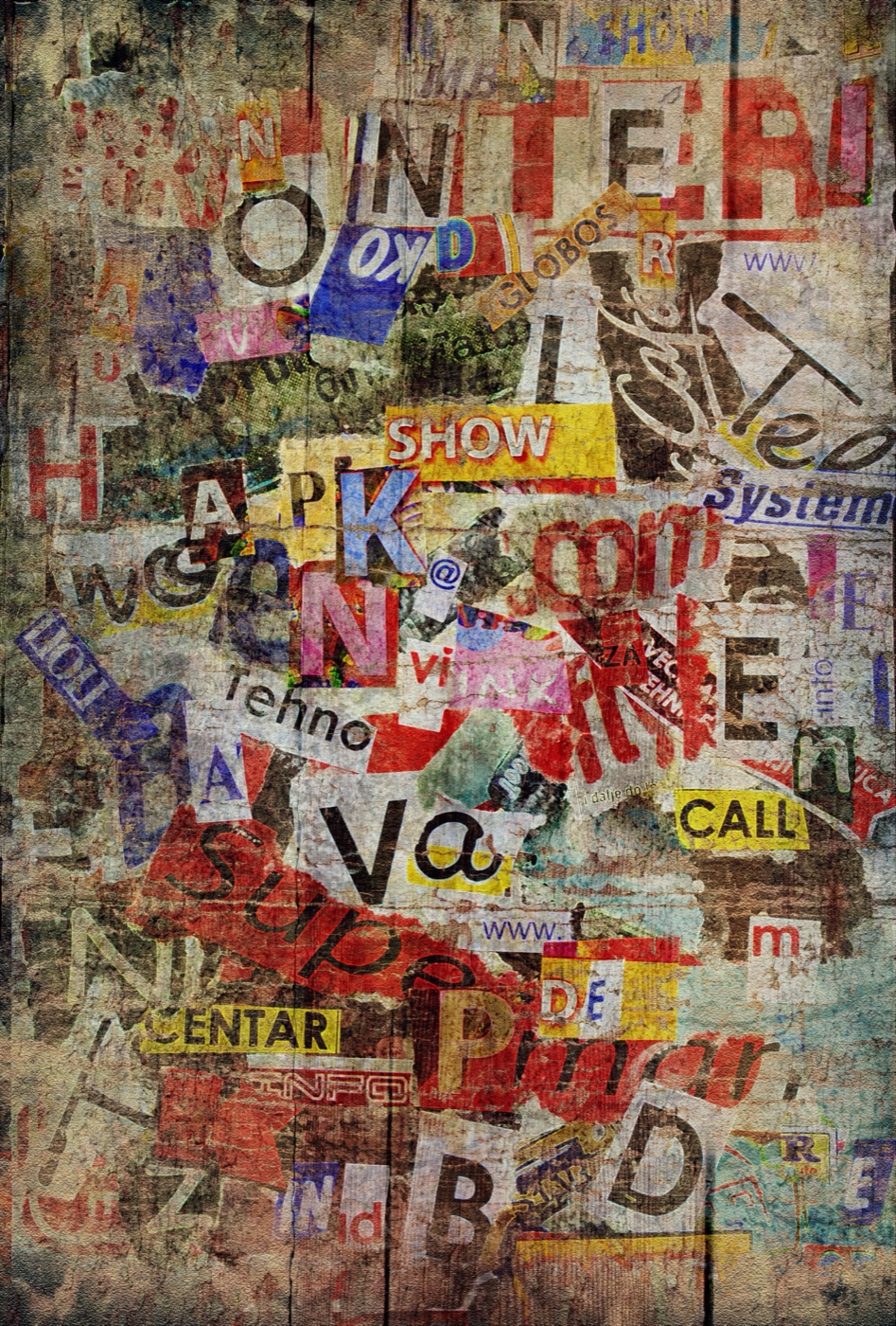 Grungy Newspaper Collage — gray Samsung Galaxy skin