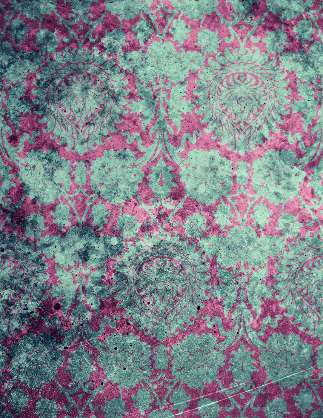 Grungy Damask Bloom — teal Laptop skin