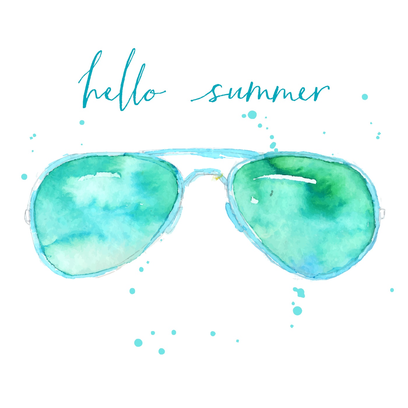 Summer Sunglasses Watercolor — teal Kindle skin
