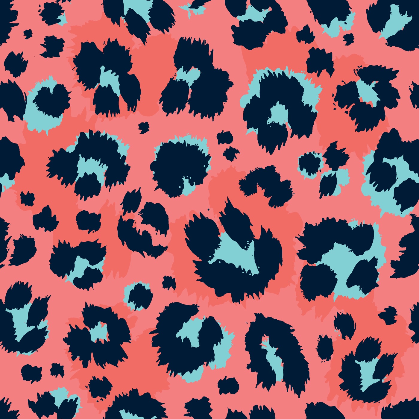 Leopard Coral Teal — maximalist Nintendo Switch skin