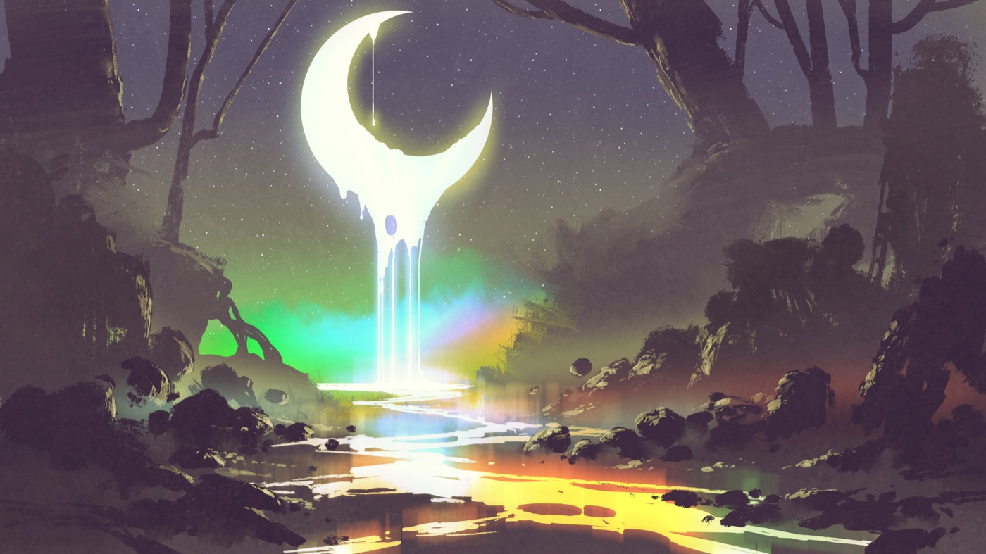 Melting Moon River — psychedelic MacBook skin
