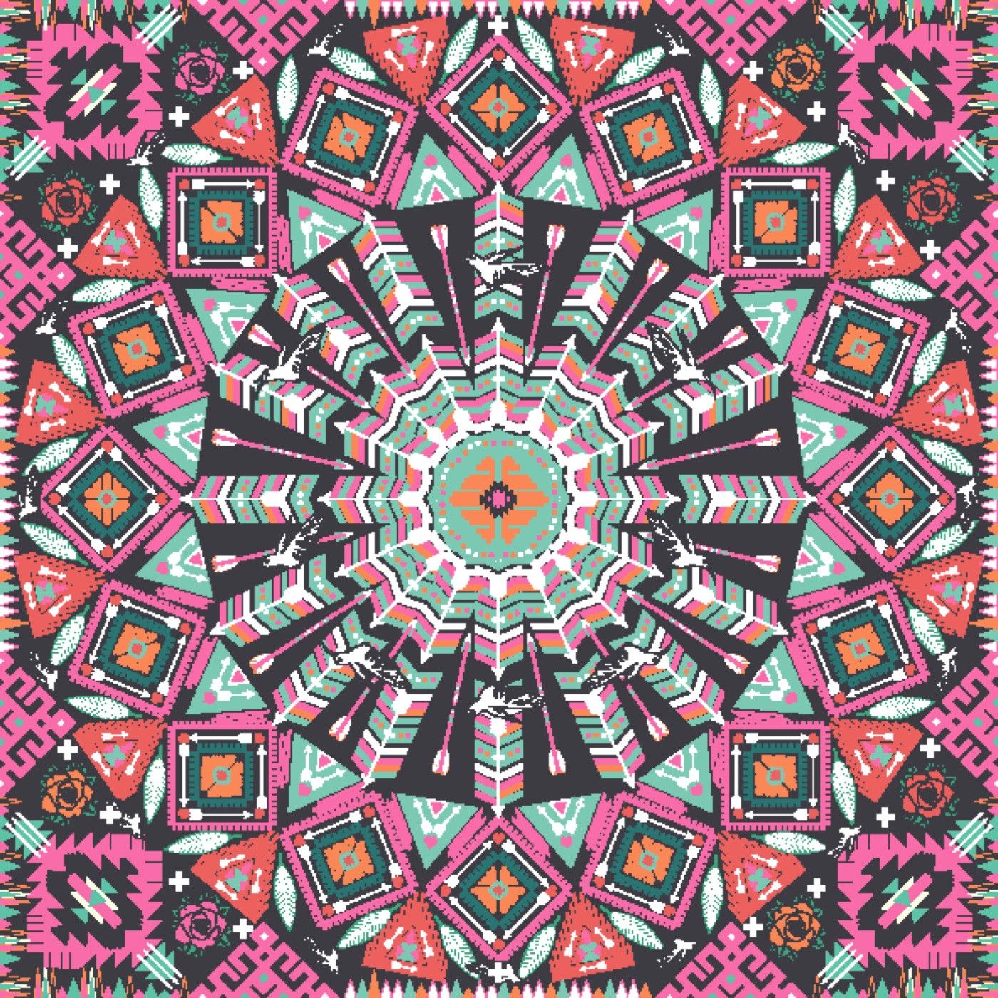 Aztec Coral Mandala — hot pink iPhone skin