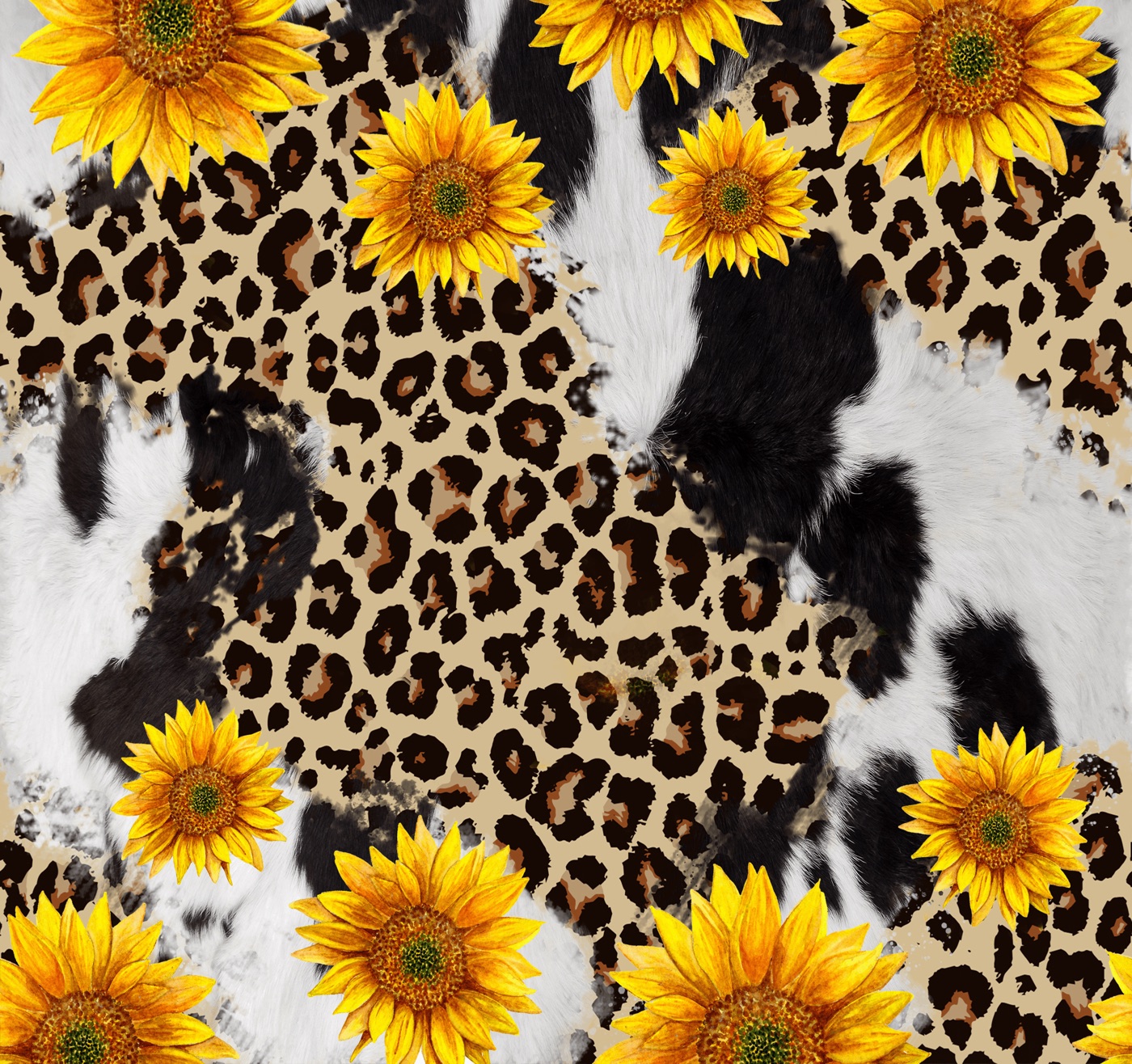 Sunflower Cowhide Chic — yellow Kindle skin