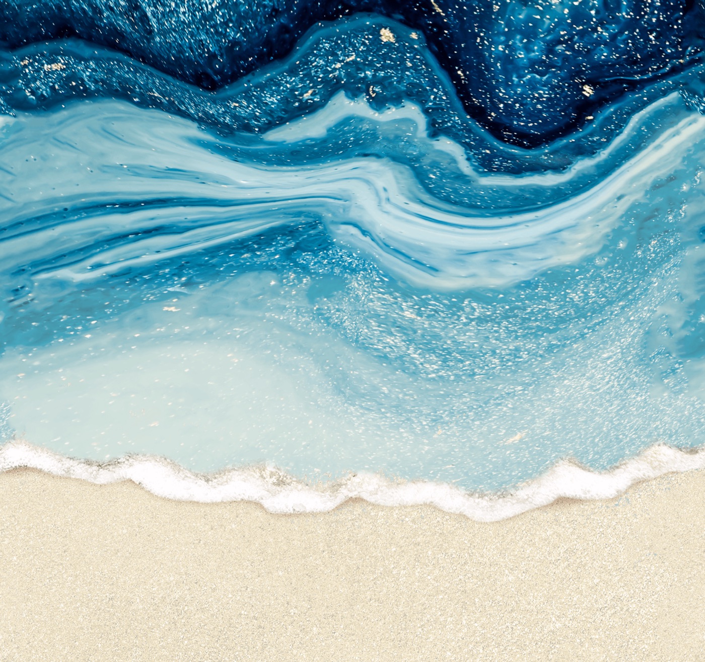 Ocean Marble Waves — navy blue MacBook skin