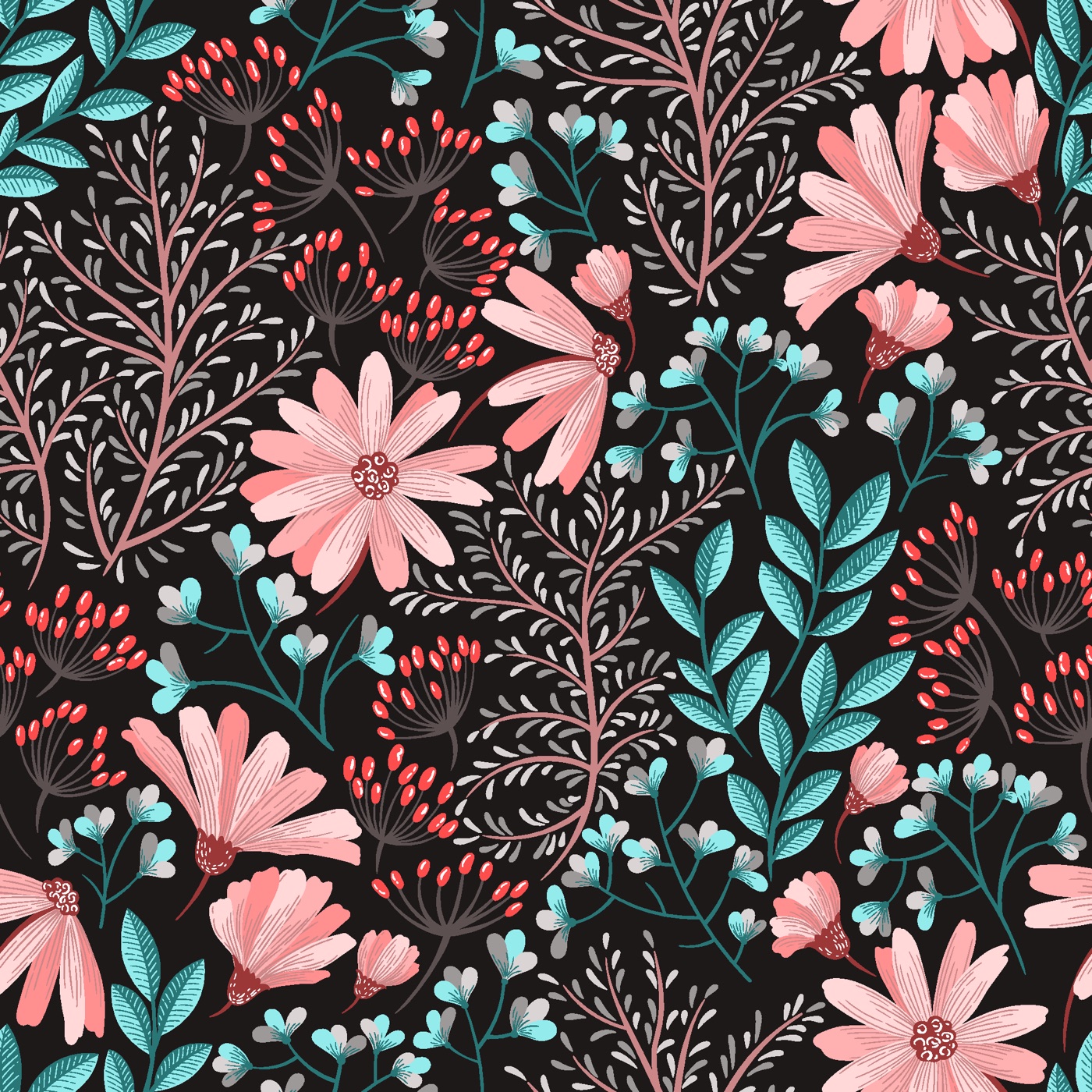 Night Floral Garden — floral MacBook skin