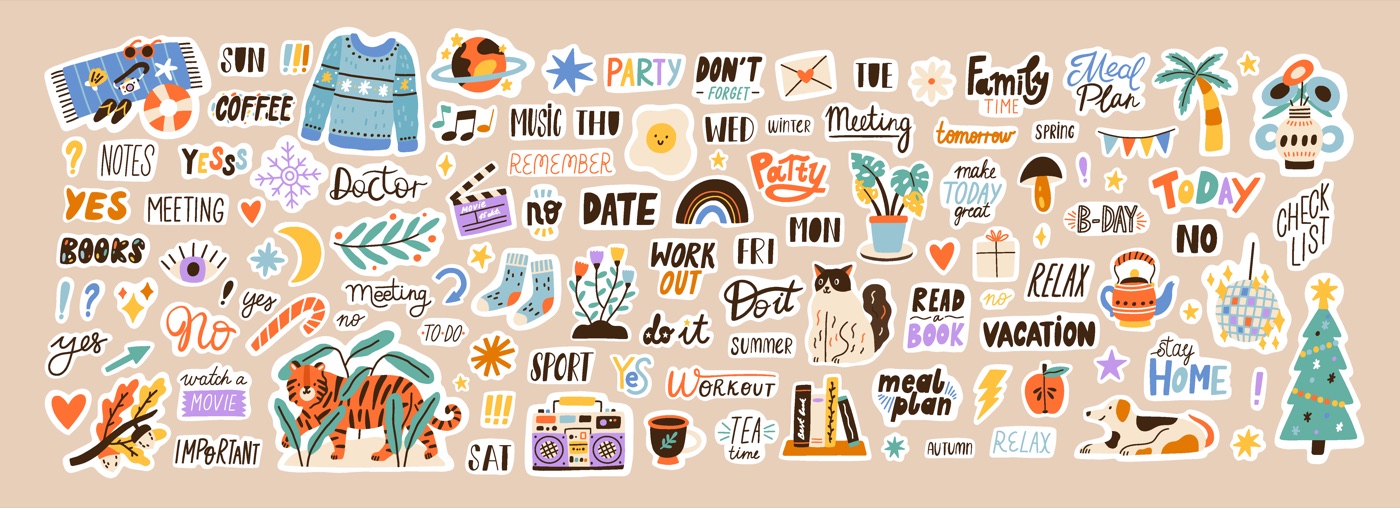 Cute Planner Stickers — retro Kindle skin
