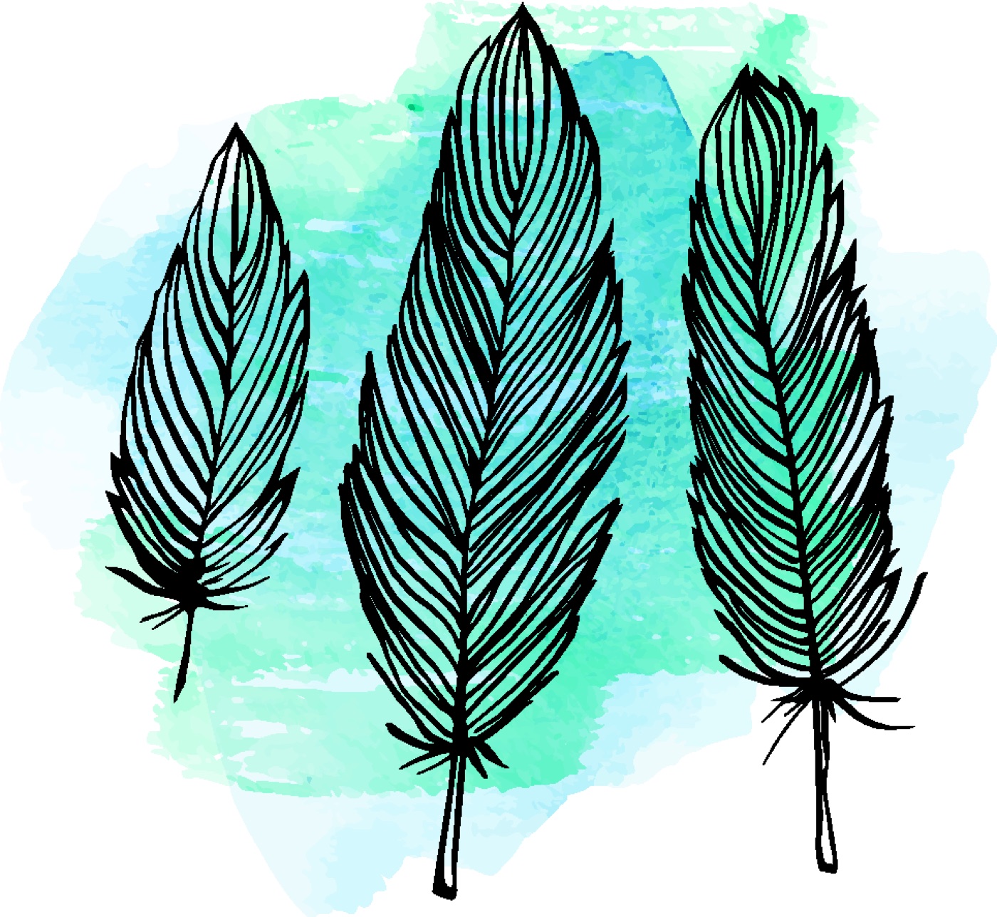 Watercolor Feather Trio — watercolor iPad skin