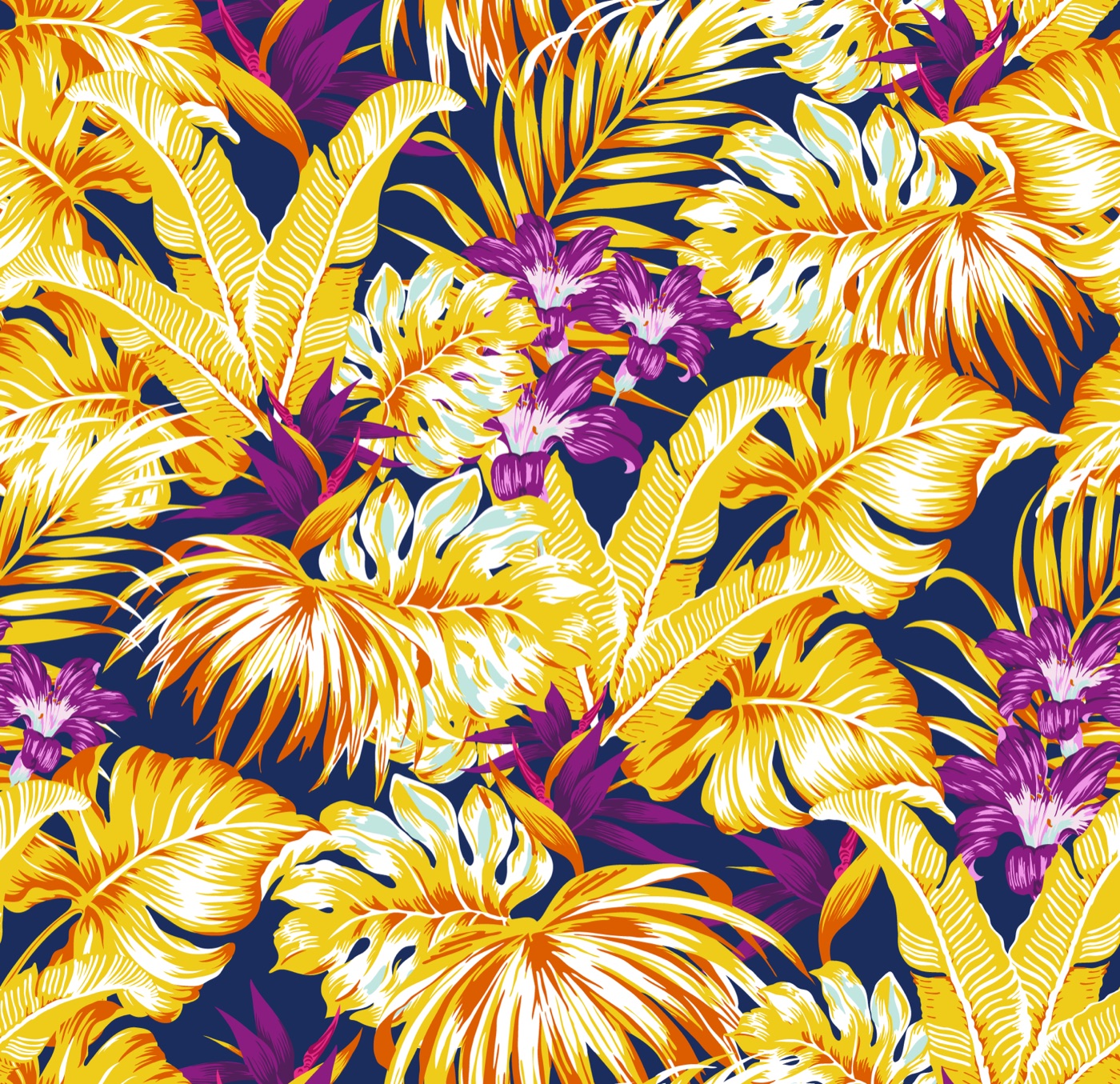Golden Tropical Leaves — maximalist Nintendo Switch skin