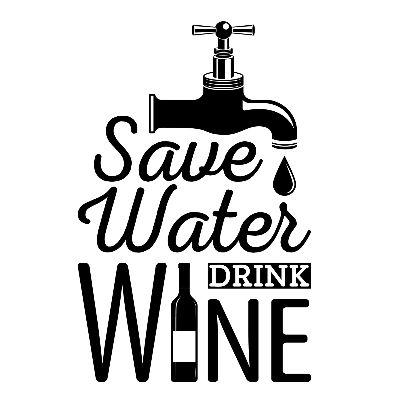 Save Water Wine — monochrome AirPods skin