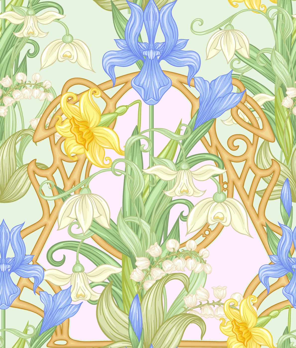 Spring Nouveau Blooms — sky blue MacBook skin
