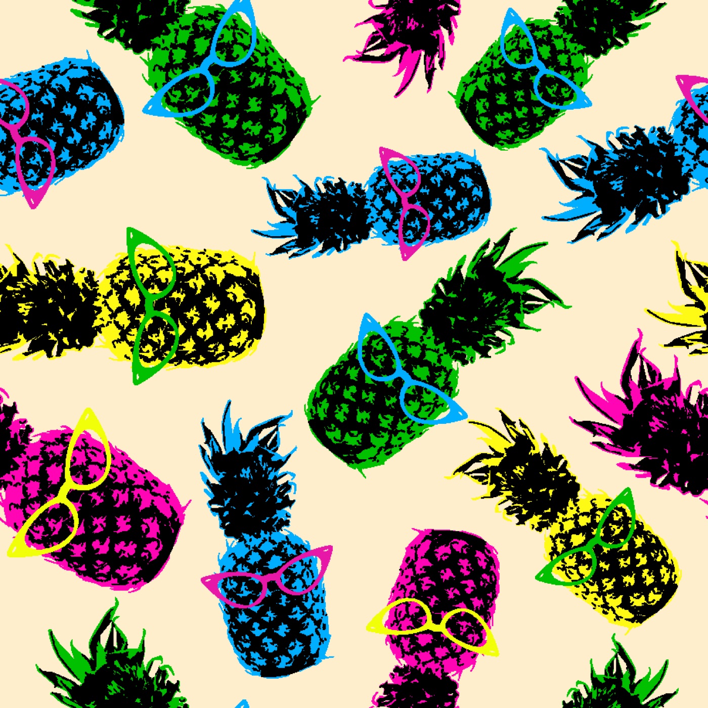 Cool Retro Pineapples — psychedelic Laptop skin