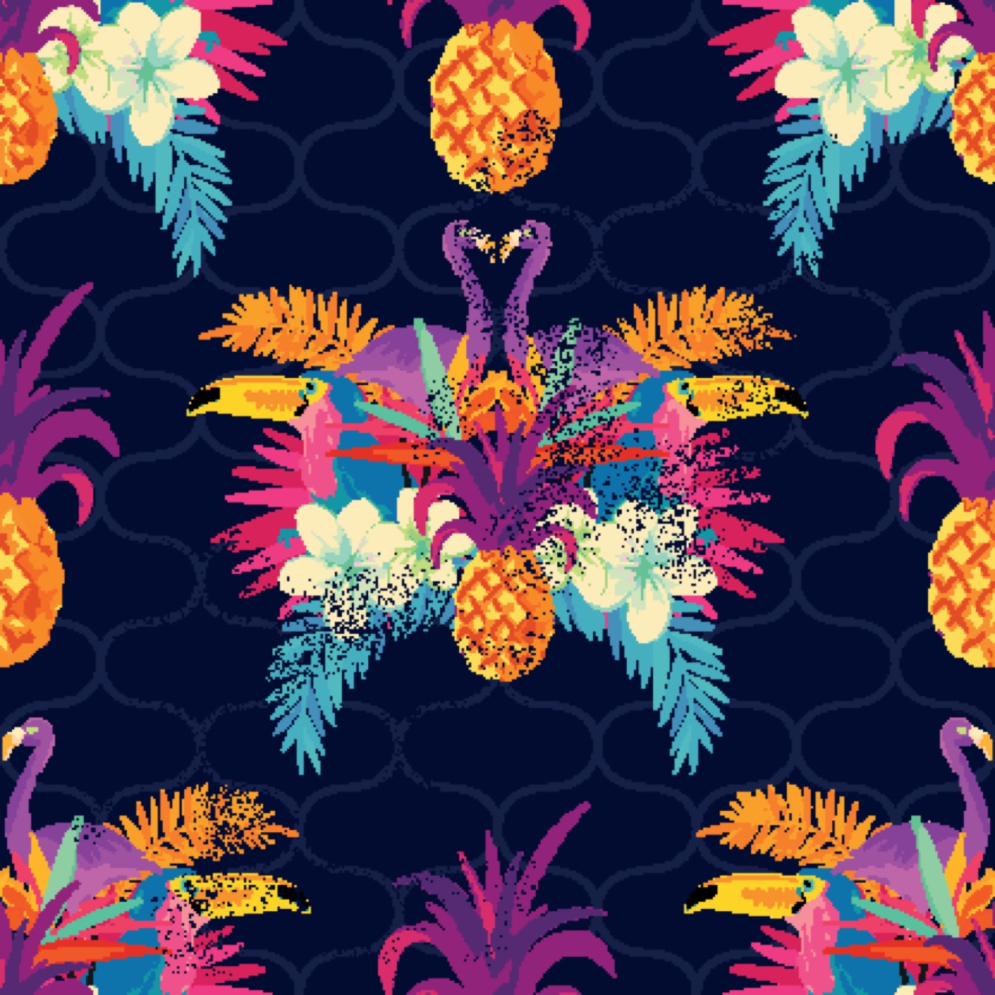 Tropical Neon Summer — navy blue MacBook skin