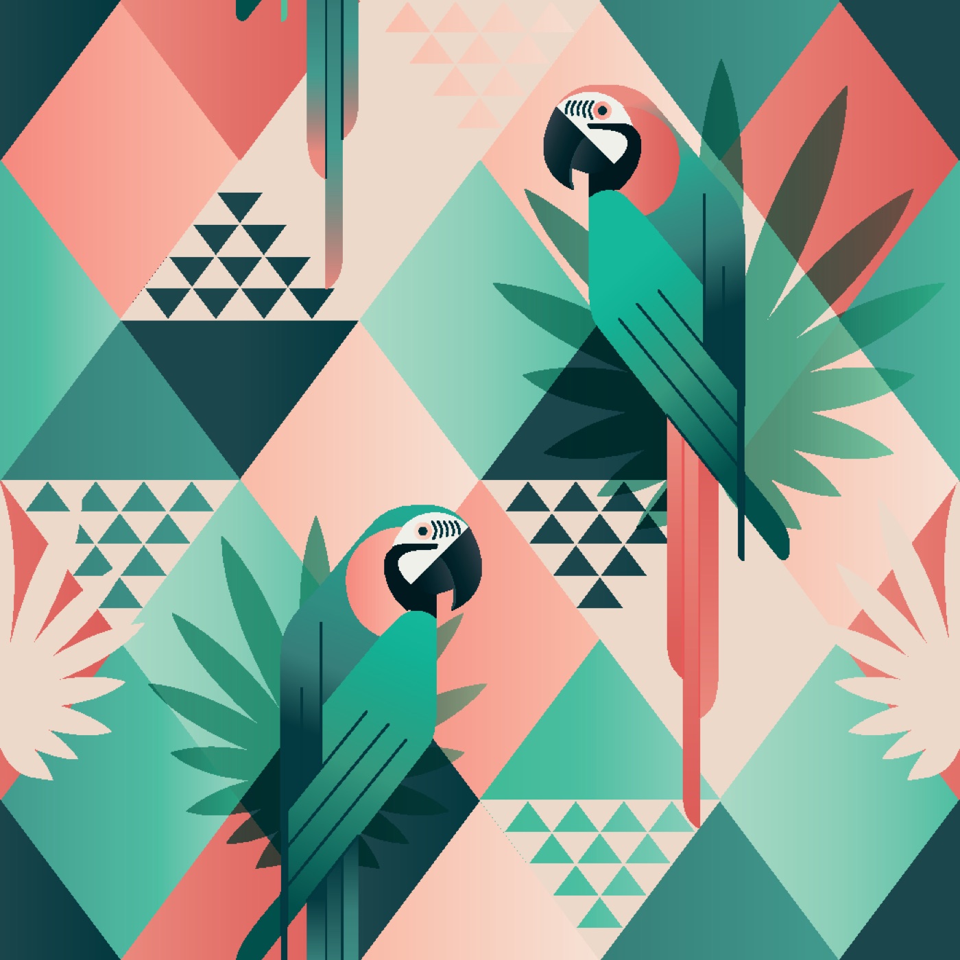 Parrot Paradise Mosaic — coral MacBook skin