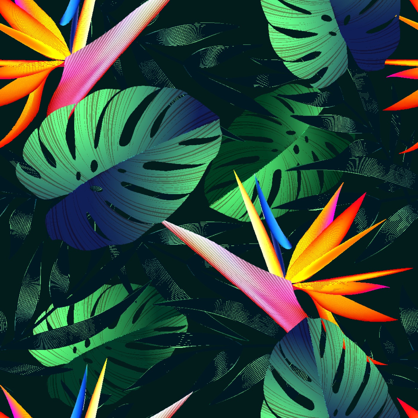 Tropical Jungle Paradise — maximalist Nintendo Switch skin