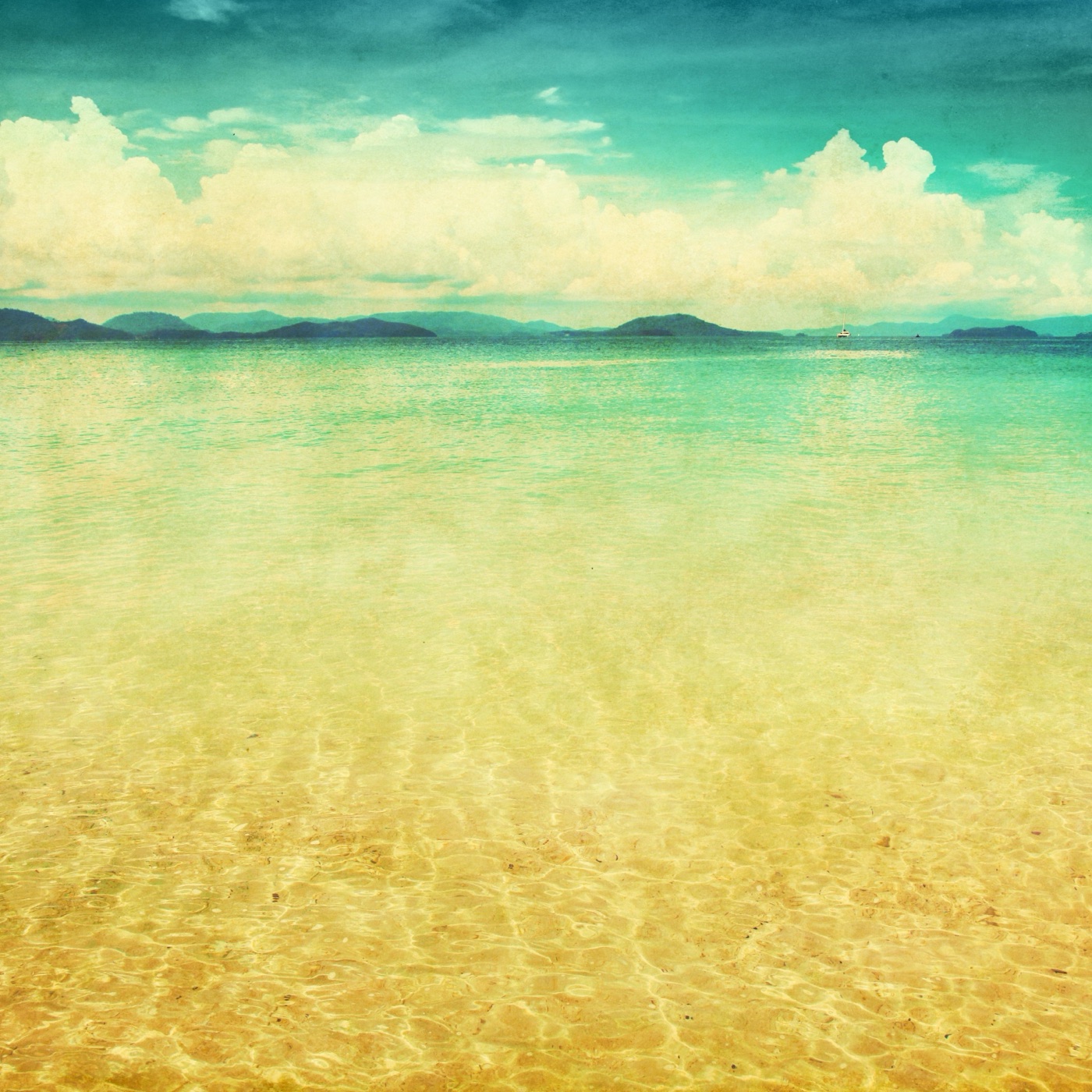 Vintage Vibrant Beach — turquoise Kindle skin