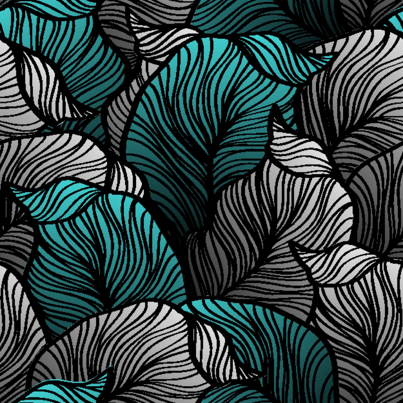 Teal Floral Waves — gray iPad skin