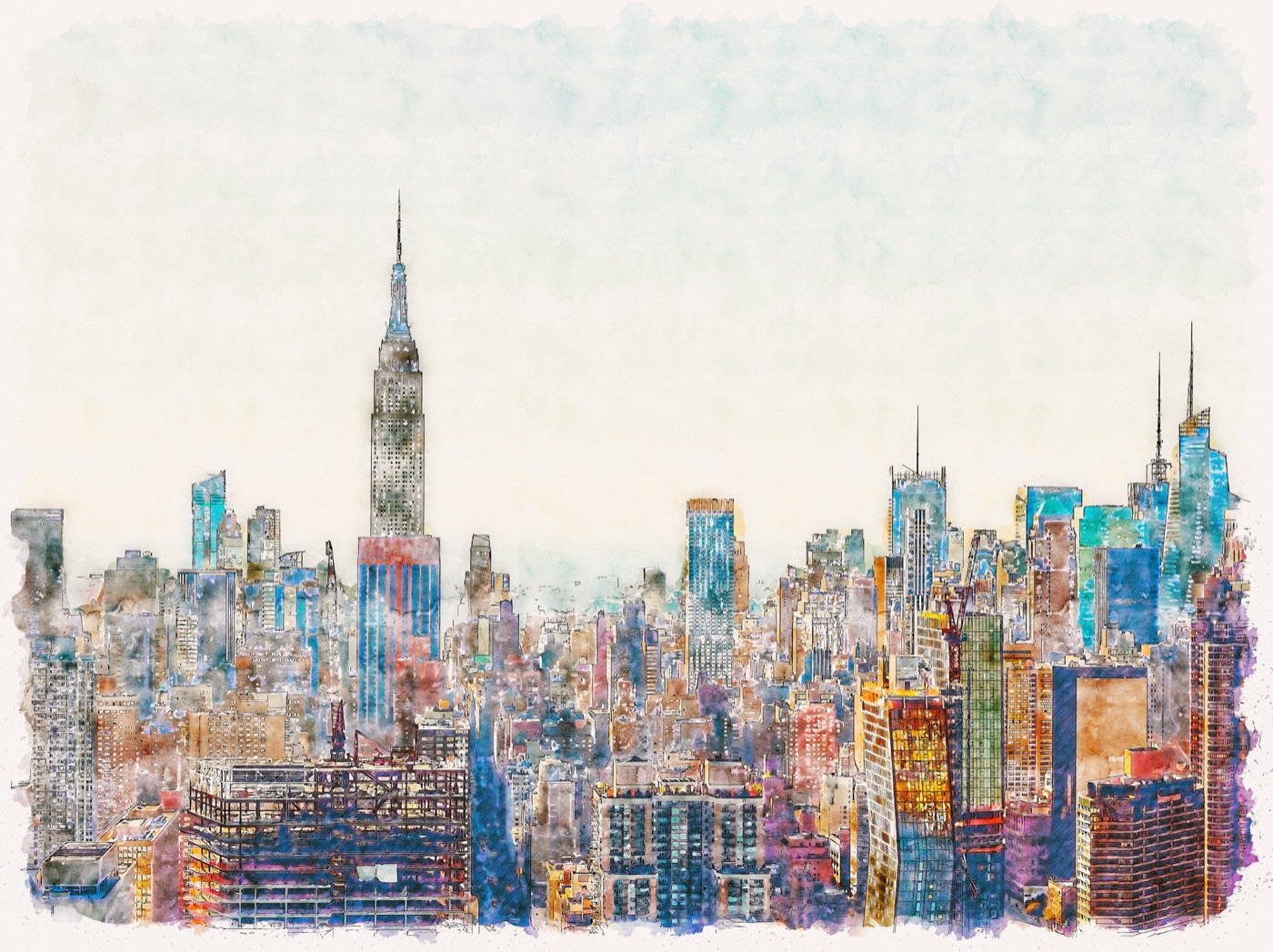 Watercolor City Skyline — sky blue Steam Deck skin