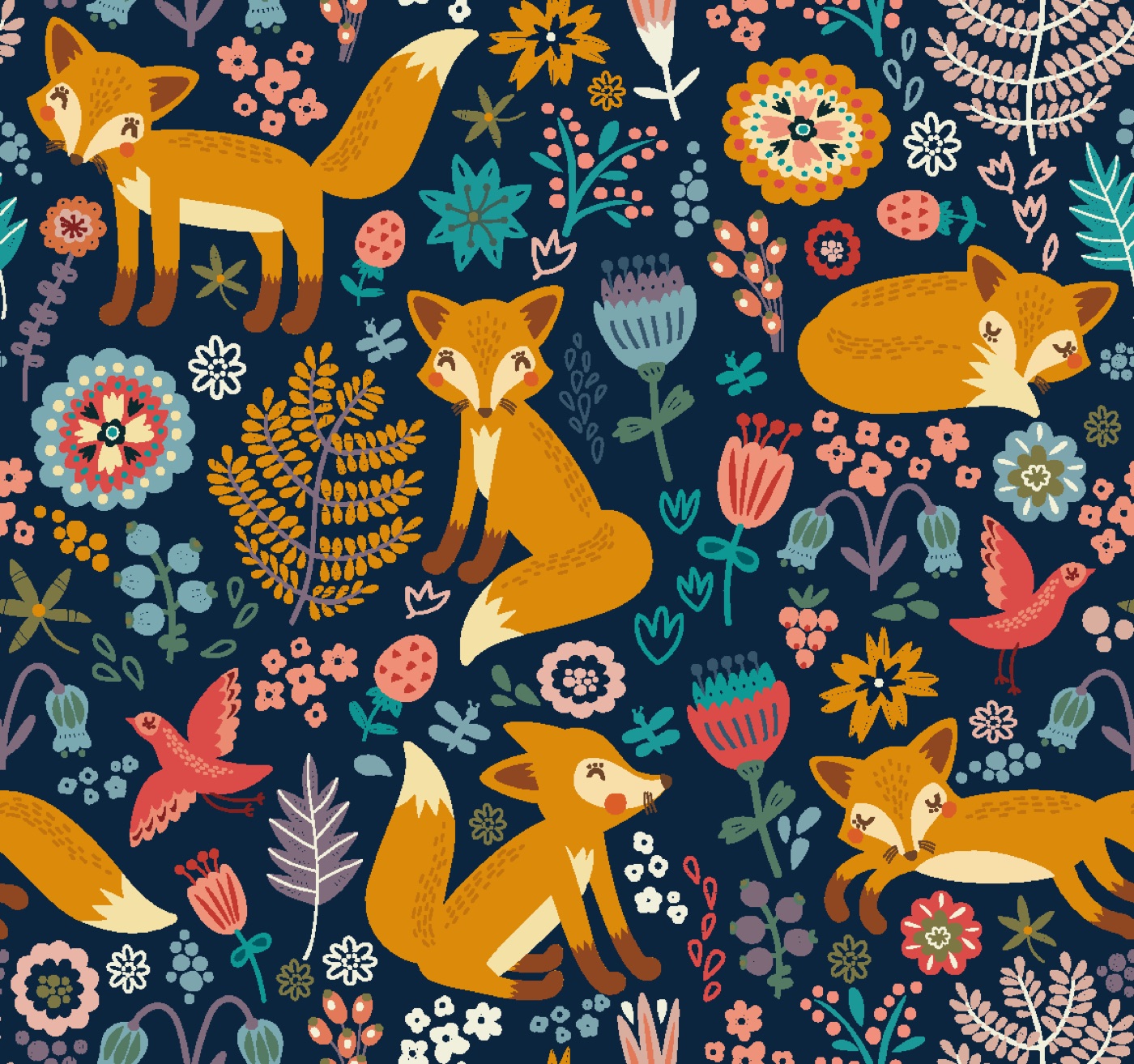 Whimsical Fox Garden — orange Apple Watch skin